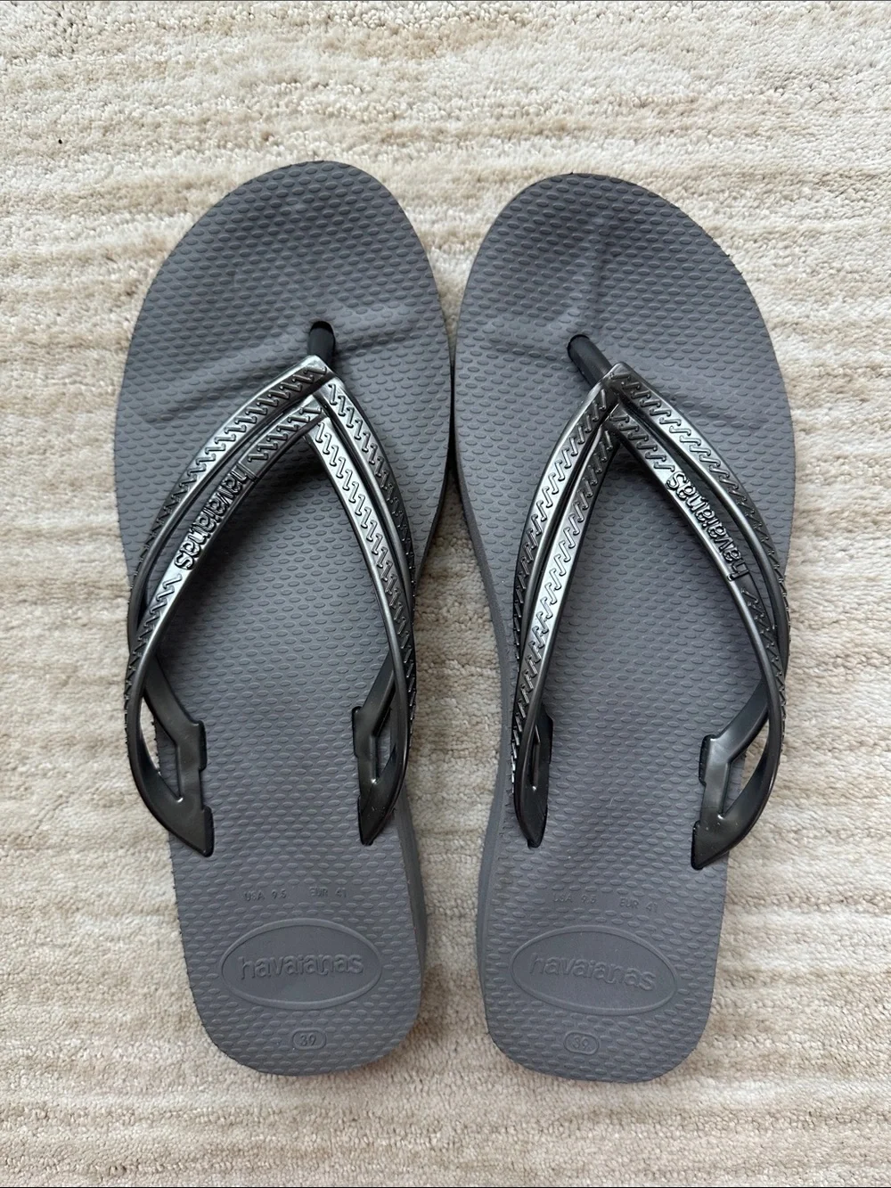 Like New Havaianas Women's Wedge Sandals, Steel Grey/Steel Grey, 9.5 M | EU 41